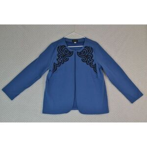 Bob Mackie Women's Large Blue Sequined Knit Cardigan Sweater